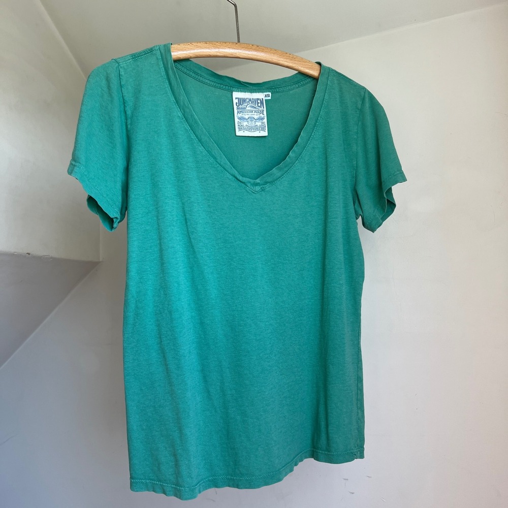 Jungmaven Paige V-Neck T-Shirt XS Green Hemp Organic Cotton Sustainable Tee